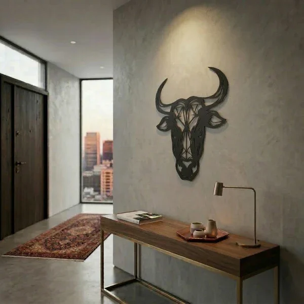 Northcity Geometrik Boğa Duvar Tablosu - Modern MDF Lazer Kesim M