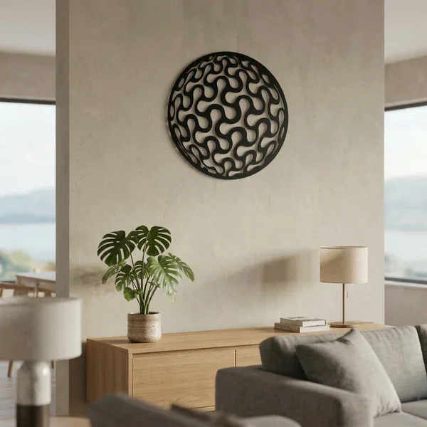 Northcity Geometrik Desenli Daire Duvar Tablosu MDF Lazer Kesim M