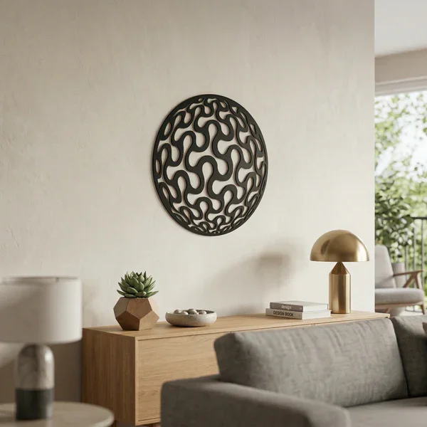 Northcity Geometrik Desenli Daire Duvar Tablosu MDF Lazer Kesim M