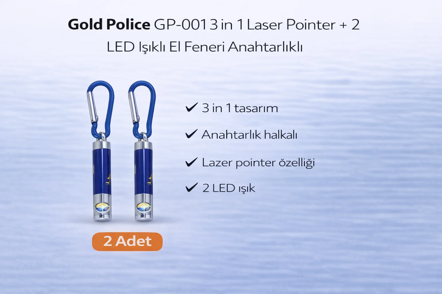 Gold GP-001 3 in 1 Lazer + 2 LED El Feneri - Anahtarlık, Çok Amaçlı ve Pratik