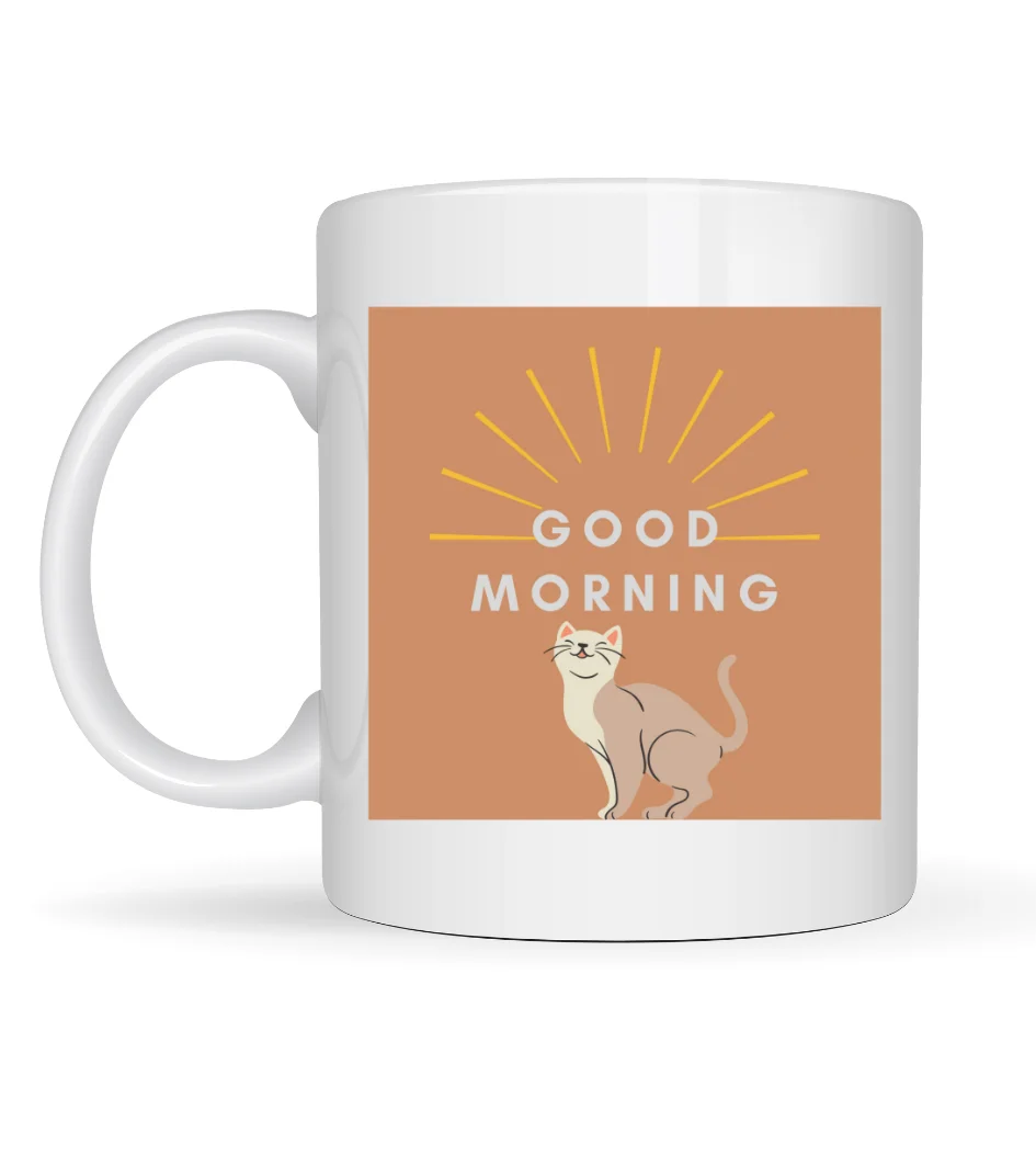 Northcity Good Morning Kedi Desenli Porselen Kupa – Sevimli Kedi 