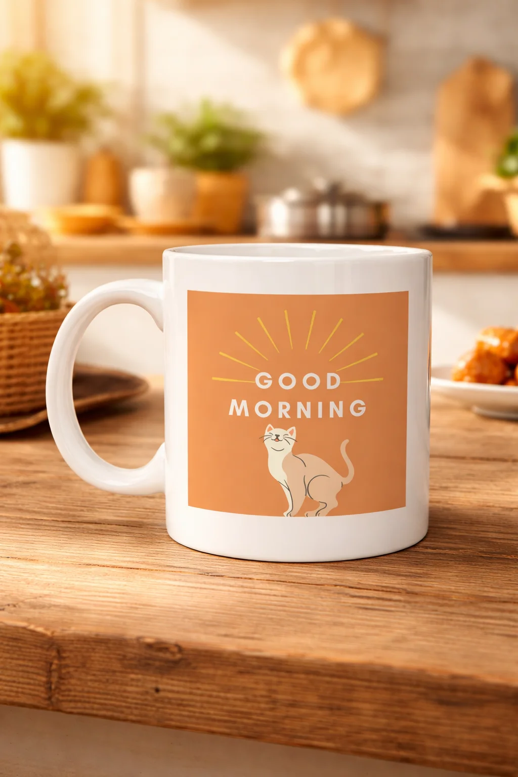 Northcity Good Morning Kedi Desenli Porselen Kupa – Sevimli Kedi 
