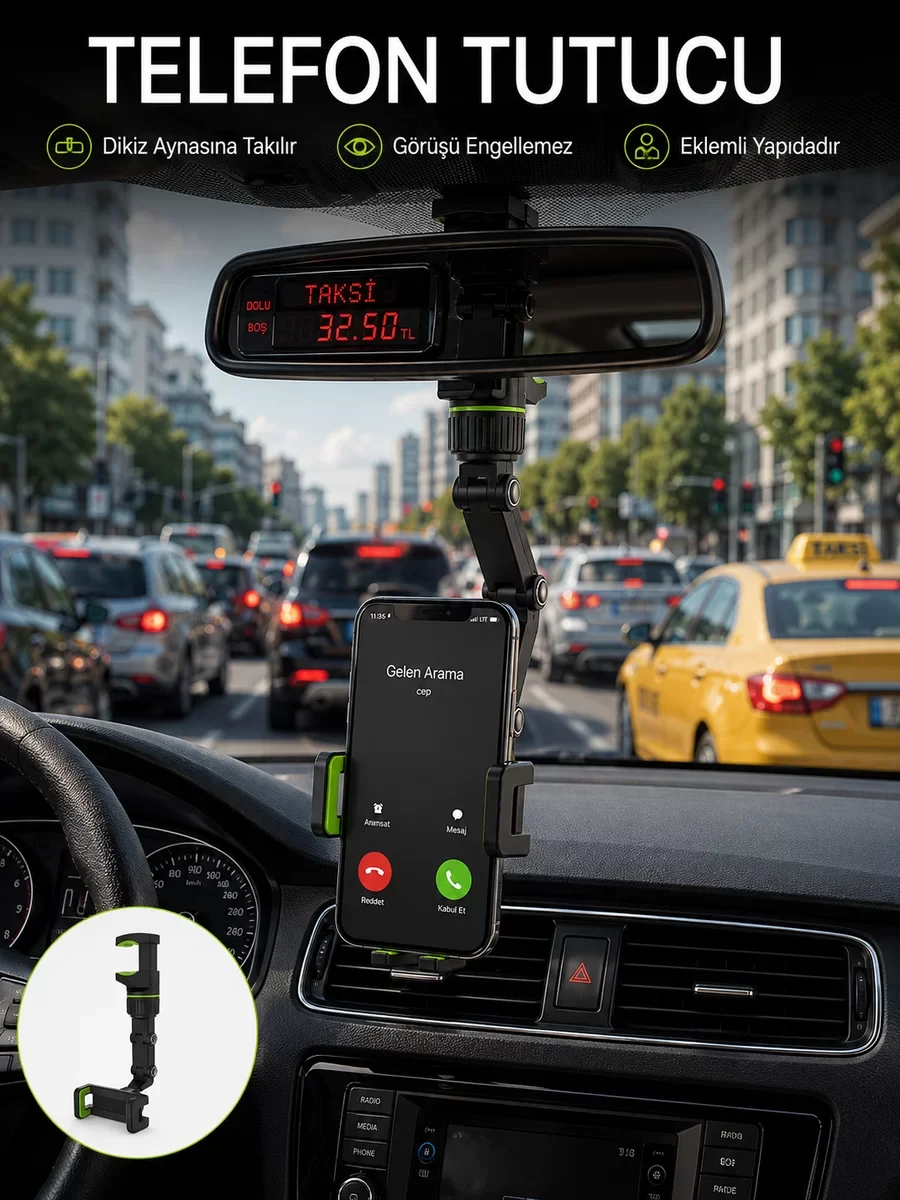 Görüş Açısını Engellemeyen Ayarlanabilir Telefon Tutucu - Navigasyon İçin Pratik Araç Aleti