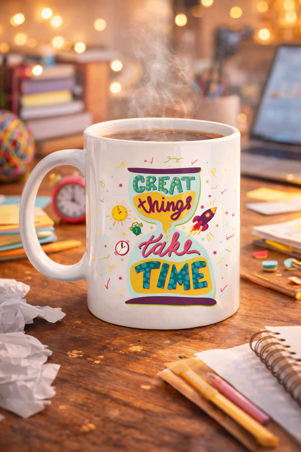 Northcity Great Things Take Time Porselen Kupa Model 130 - Motiva