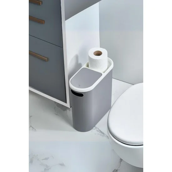 Gri Kapaklı WC Kağıtlıklı Çöp Kovası 10 Lt - Hijyenik ve Pratik Ofis ve Ev Çöp Kutusu