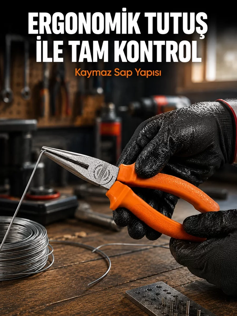 Güçlü Kavrama Sunan Profesyonel Uzun Çeneli Dövme Çelik Kargaburun - Ergonomik Tasarım ve Hassas Kontrollü Çalışma
