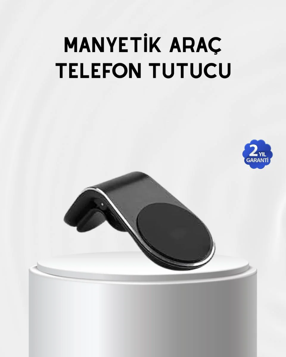Güçlü Manyetik Telefon Tutucu - 360° Döner Klipsli Araba Aksesuarı