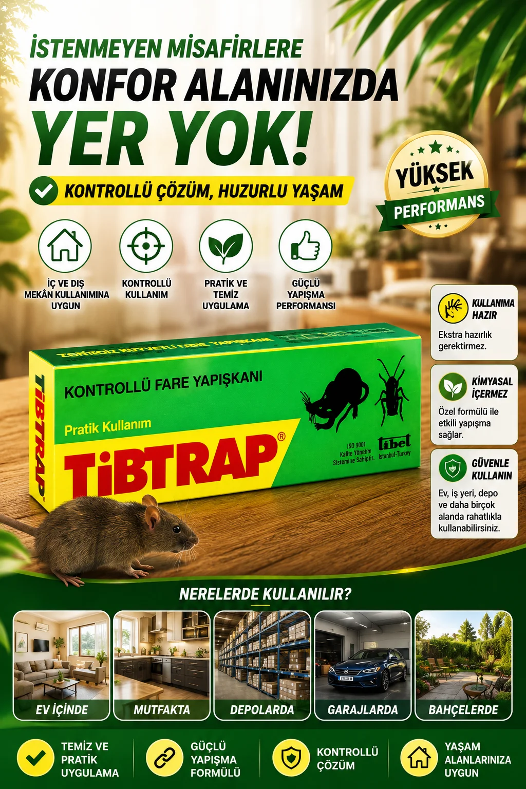 Northcity Güçlü Yapışmalı Fare Kontrol Yapışkanı - Temiz ve Düzenli Masa Ortamı İçin