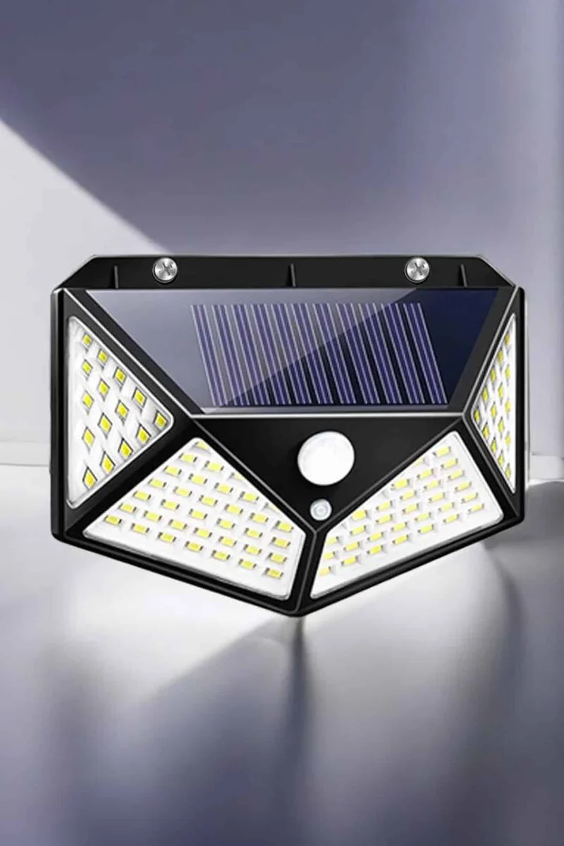 Güneş Enerjili Bahçe Aydınlatma Lambası Solar 100 LED - Hareket Sensörlü Dış Mekan Işığı