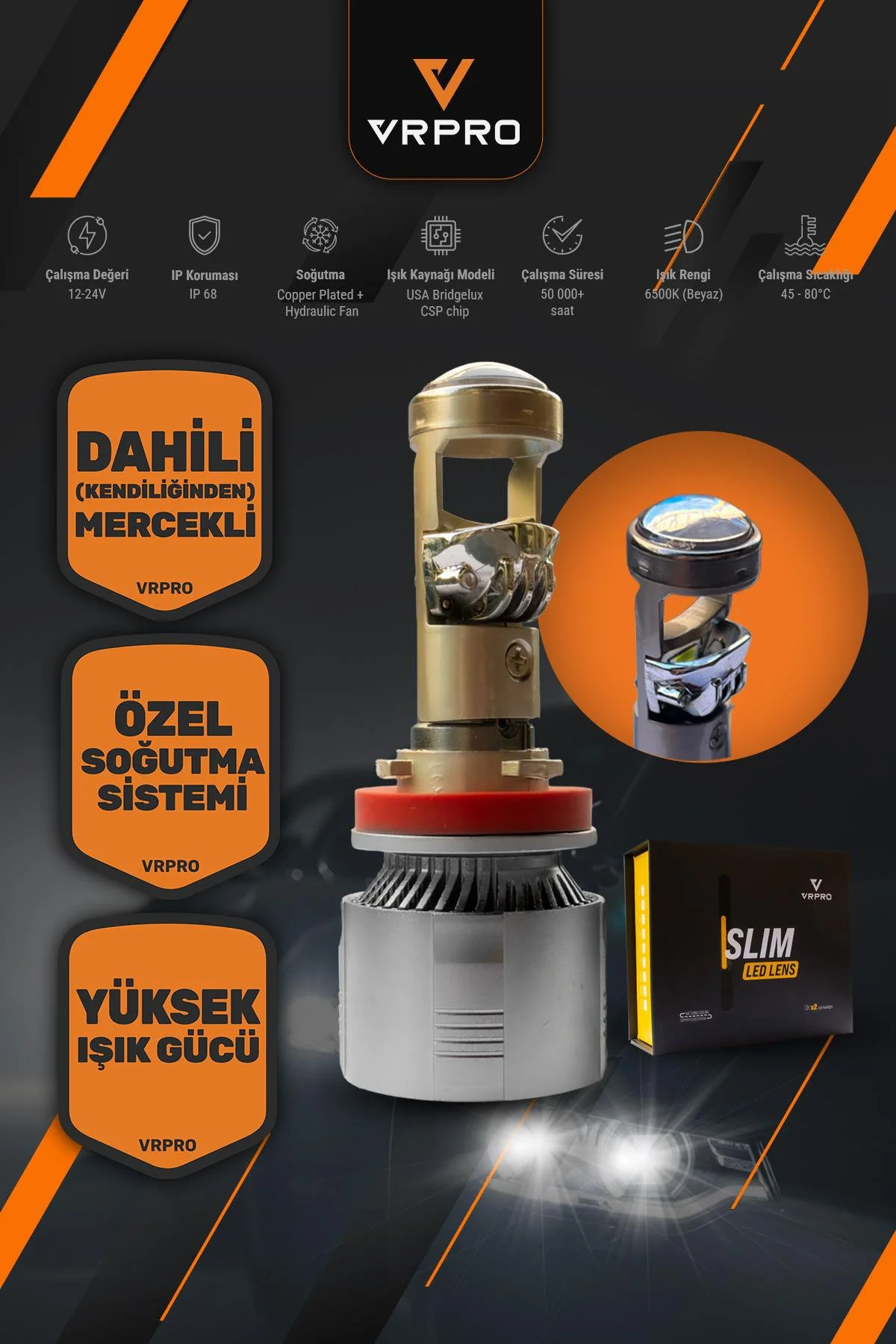 Northcity H7 LED Far Ampülü 40W Xenon Beyaz Işık Slim Mercekli - 
