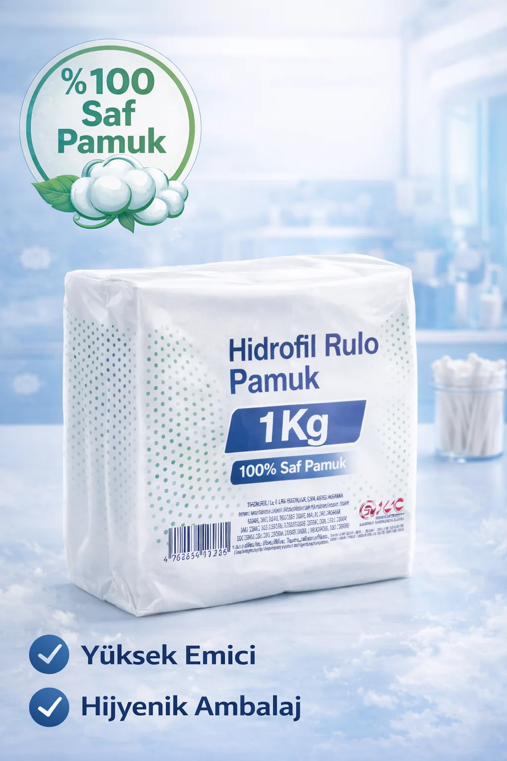 Northcity Hidrofil Rulo Pamuk 1 Kg - Saf Pamuk Yüksek Emici Medik