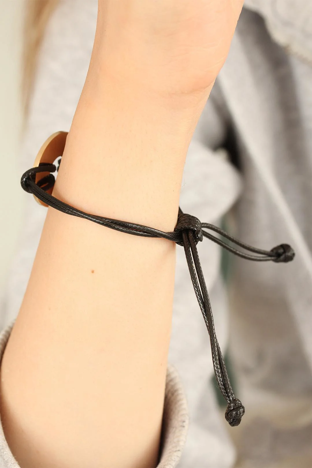 HOPE (Umutlu) Siyah Deri İpli Unisex Mood Bileklik - Günlük Tarzınıza Pozitif Enerji Katın