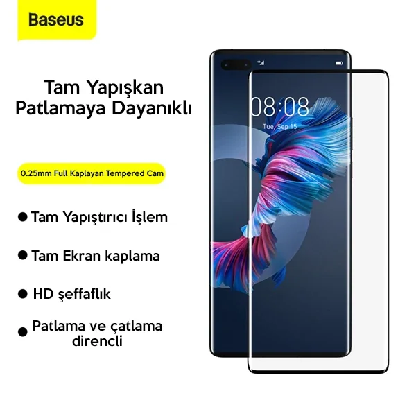 Huawei Mate40 Pro/Pro+/RS Porsche Design 0.25mm Kırılmaz Cam Ekran Koruyucu - 9H Sertlik