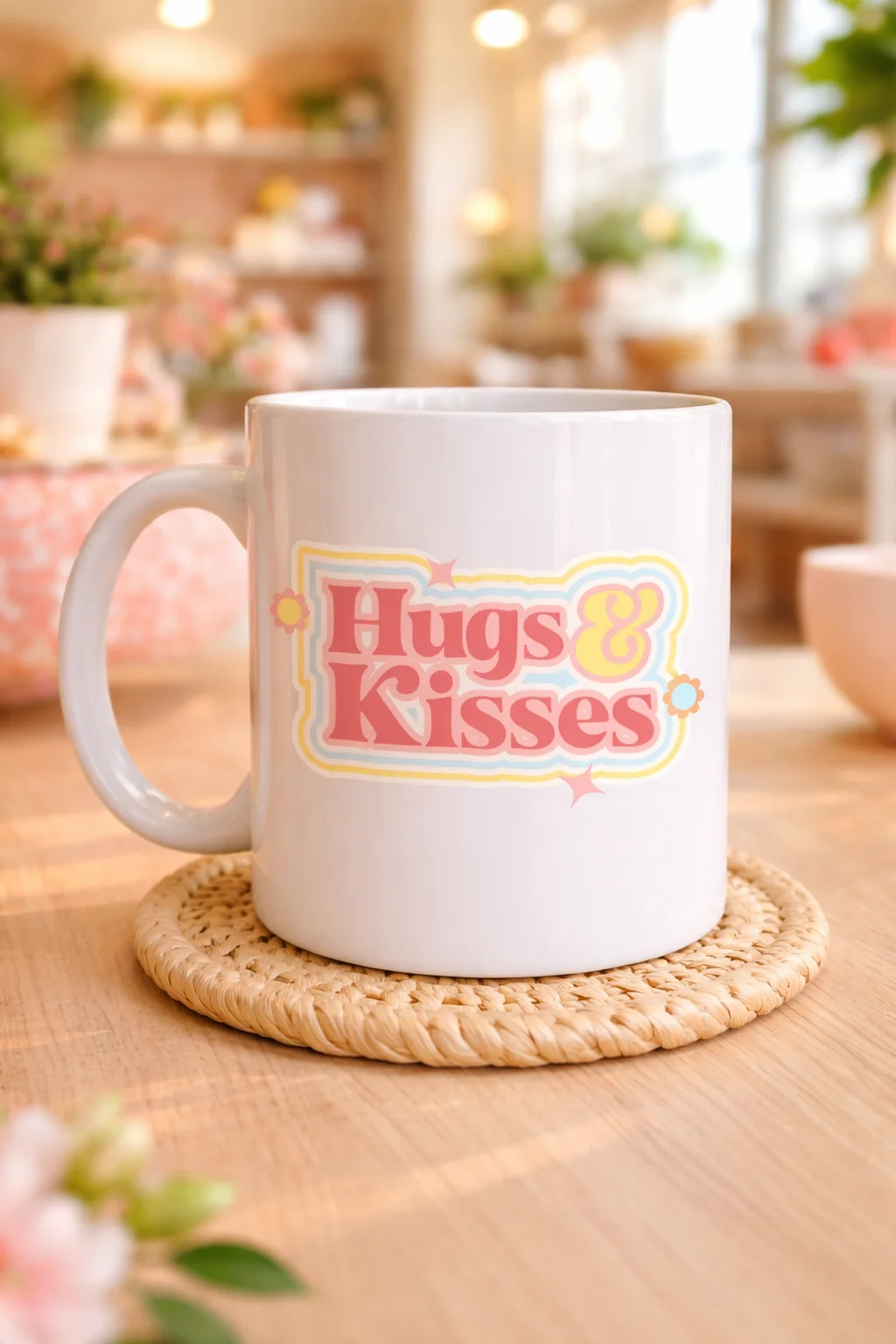 Northcity Hugs & Kisses Tasarımlı Porselen Kupa - Sevdiklerine Sı