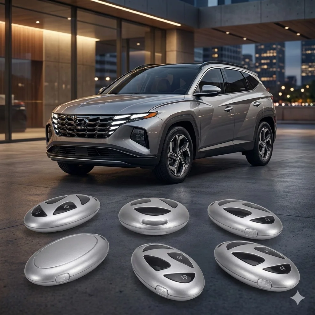 Hyundai Tuscon Ioniq Uyumlu Silikon Anahtar Kılıfı - Smart 3 Buton Gri Kılıf