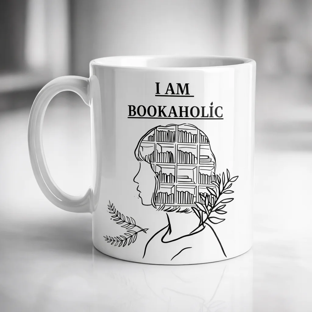 I Am Bookaholic Yazılı Kitap Temalı Seramik Kahve Kupa - Model 213