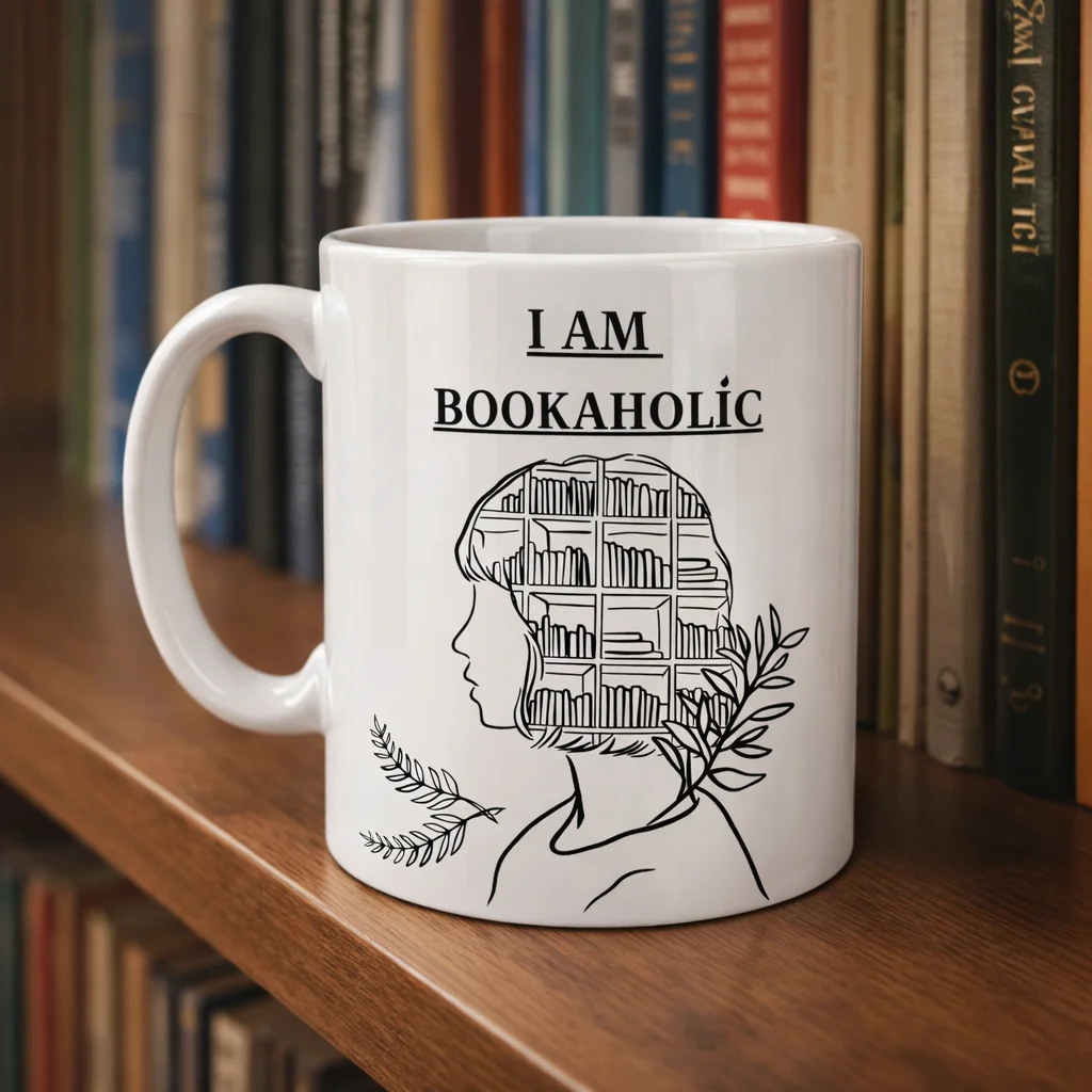 I Am Bookaholic Yazılı Kitap Temalı Seramik Kahve Kupa - Model 213