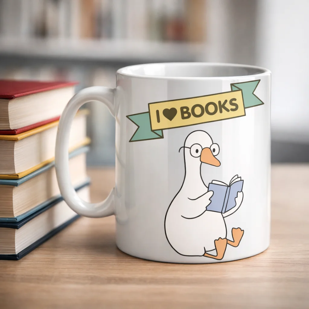 I Love Books Yazılı Tasarım Kupa - Kitap Severler Özel Seramik Kahve Kupası Hediye Seçeneği