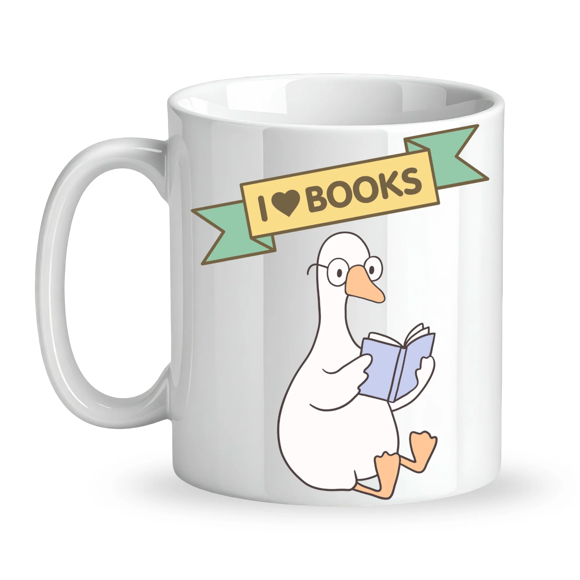 I Love Books Yazılı Tasarım Kupa - Kitap Severler Özel Seramik Kahve Kupası Hediye Seçeneği