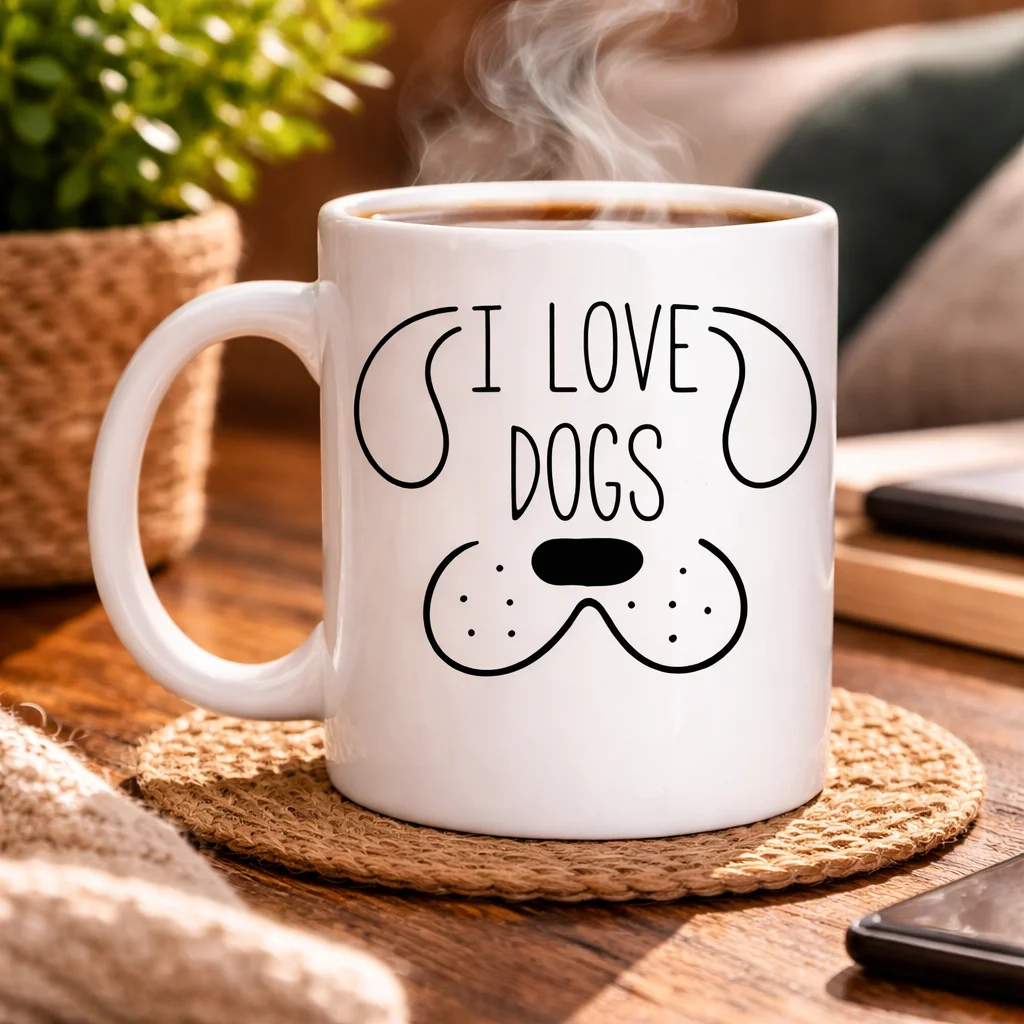 Northcity I Love Dogs Kupa - Sevimli Köpek Tasarımlı Porselen Kah
