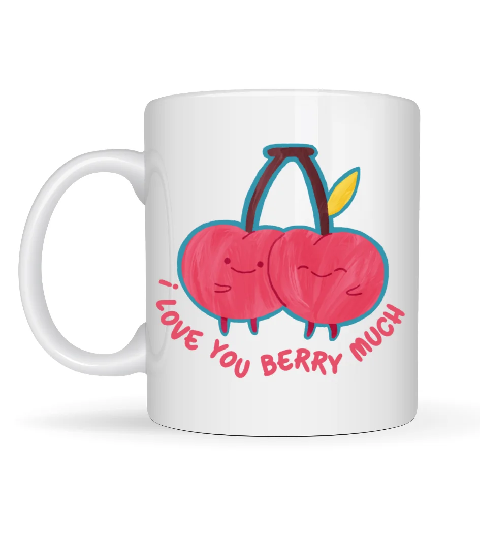I Love You Berry Much Tasarımlı Porselen Kahve Kupası – Sevimli Kiraz Desenli Hediye Fincanı Fiyatı, Yorumları ve Özellikleri