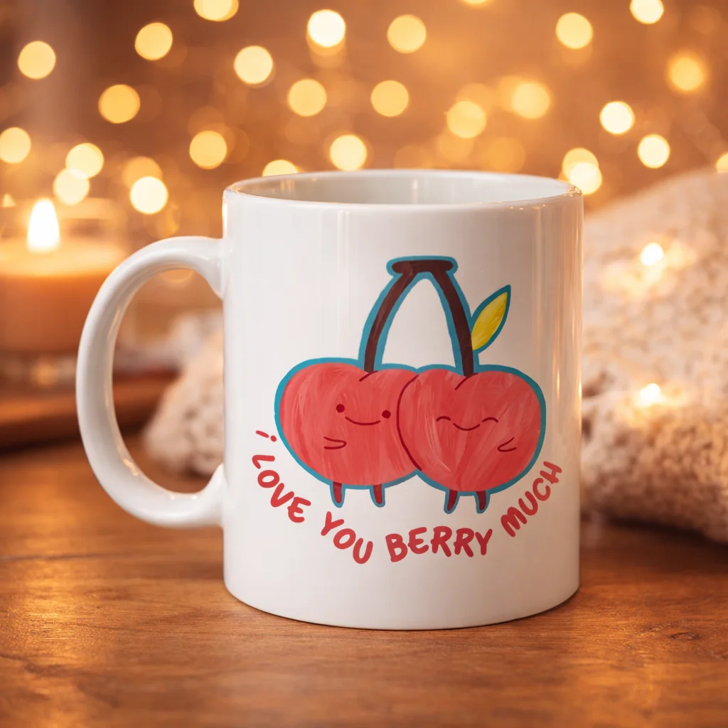 I Love You Berry Much Tasarımlı Porselen Kahve Kupası – Sevimli Kiraz Desenli Hediye Fincanı Fiyatı, Yorumları ve Özellikleri