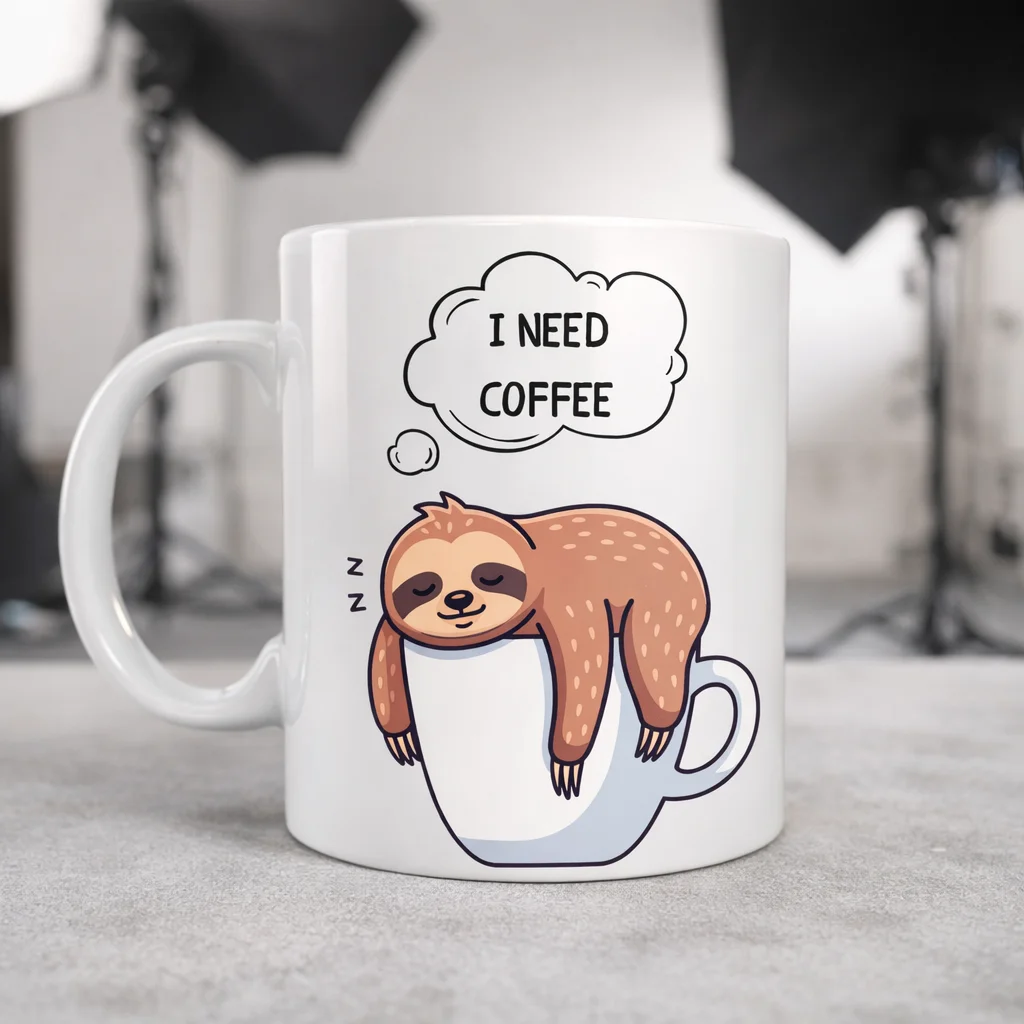 Northcity I Need Coffee Yazılı Tembel Hayvan Tasarımlı Seramik Ka