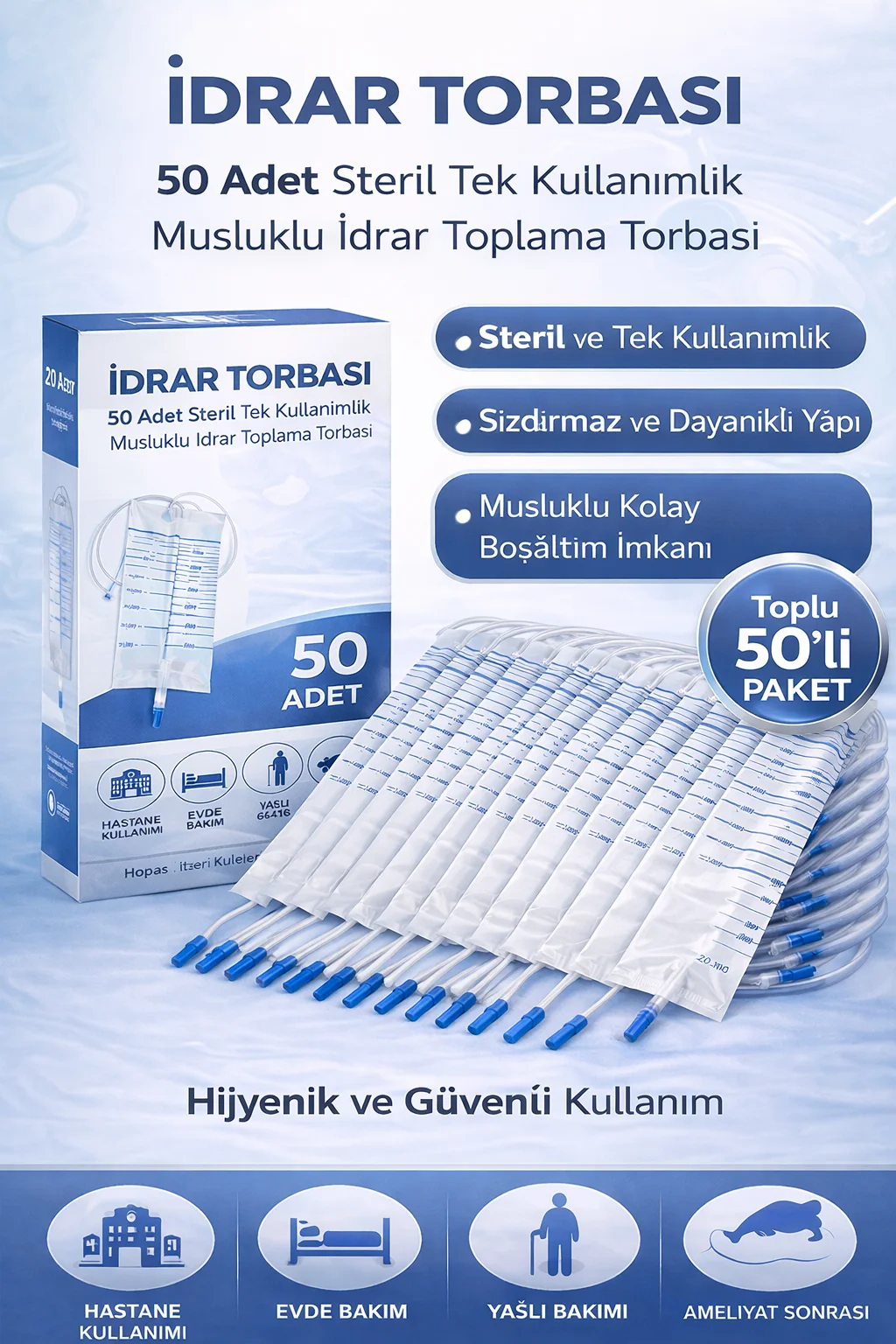 Northcity İdrar Torbası Steril 50 Adet - Hijyenik Medikal İdrar T