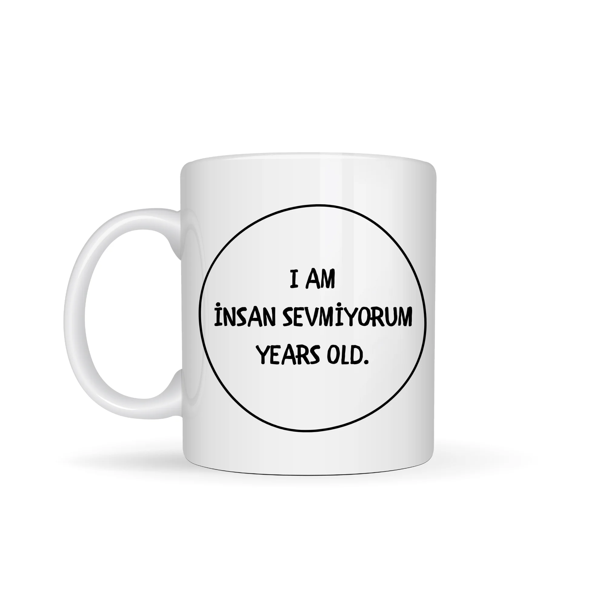 İnsan Sevmiyorum Yazılı Minimal Kupa Model 242 - Komik Seramik Kahve Kupası
