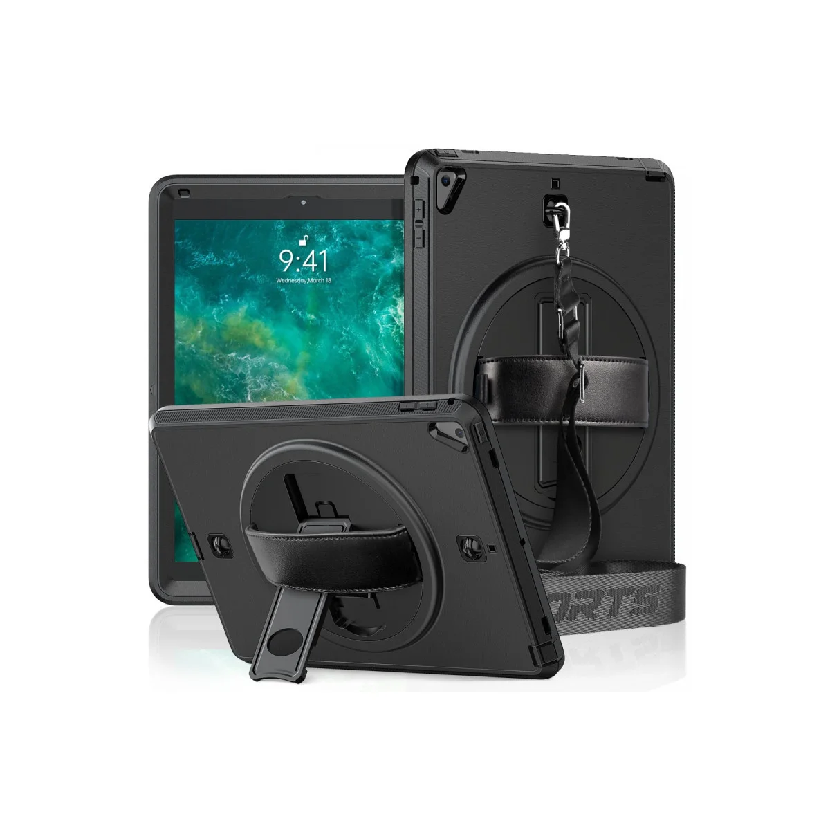 Northcity iPad 5 Air 9.7 Otterbox Tablet Kılıf ve Strap-C - Siyah