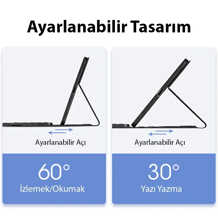 iPad Air 4/5 & Pro 11 Bluetooth Klavyeli Kılıf – Touchpad’li, Mıknatıslı, Sessiz Tuşlar