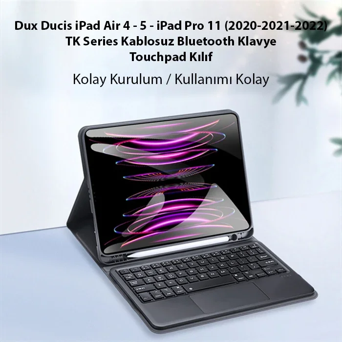 iPad Air 4/5 & Pro 11 Bluetooth Klavyeli Kılıf – Touchpad’li, Mıknatıslı, Sessiz Tuşlar