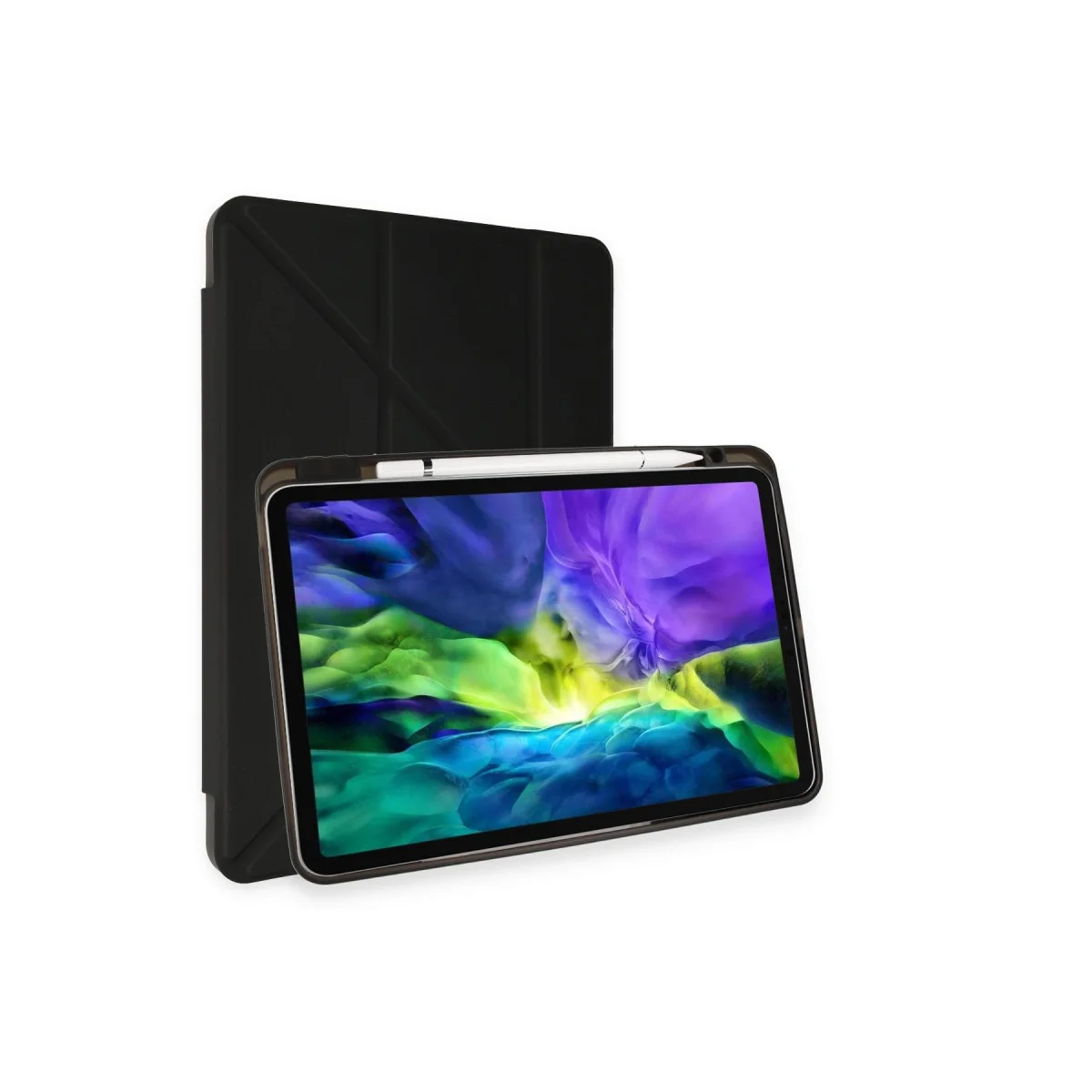 Northcity iPad Pro 11 (2024) Kılıf Kalemlikli Mars Tablet Kılıfı - Siyah Akıllı Koruma ve Katlanabilir Stand