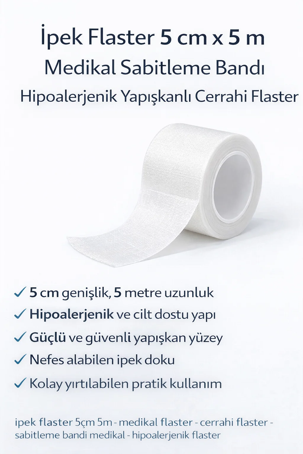 Northcity İpek Flaster 5 cm x 5 m Hipoalerjenik Medikal Sabitleme