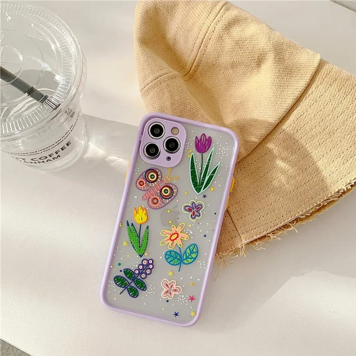 iPhone 11 Pro Max Kılıf Çiçek Desenli - Sararmaz Silikon Kamera Koruyucu