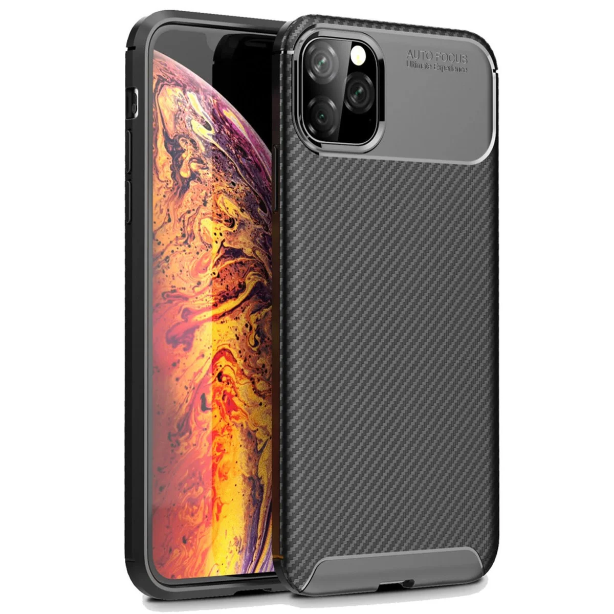 Northcity iPhone 11 Pro Max Karbon Kılıf Siyah - Auto Focus Yüksek Koruma
