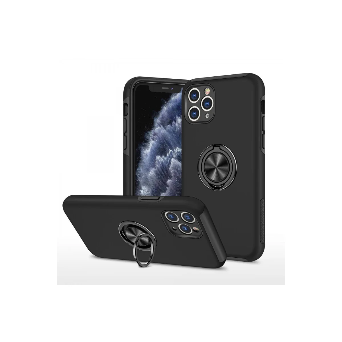 Northcity iPhone 11 Pro Max Siyah Elit Yüzüklü Kılıf - Mıknatıs Tutuculu ve Ultra Korumalı