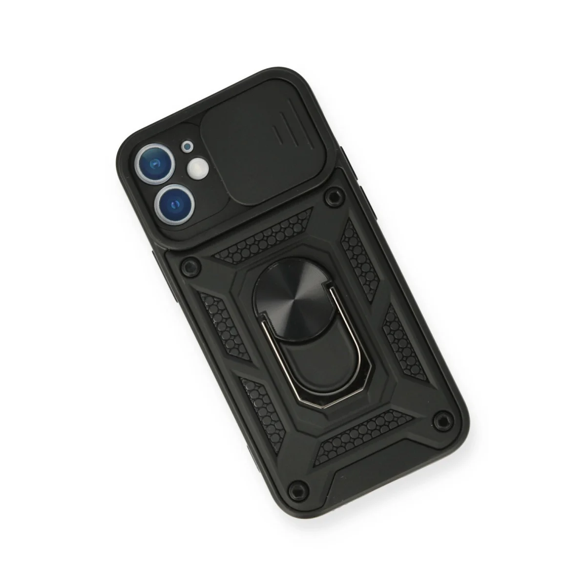 Northcity iPhone 11 Kılıf Pars Lens Yüzüklü Silikon - Siyah - Kamera Korumalı ve Standlı