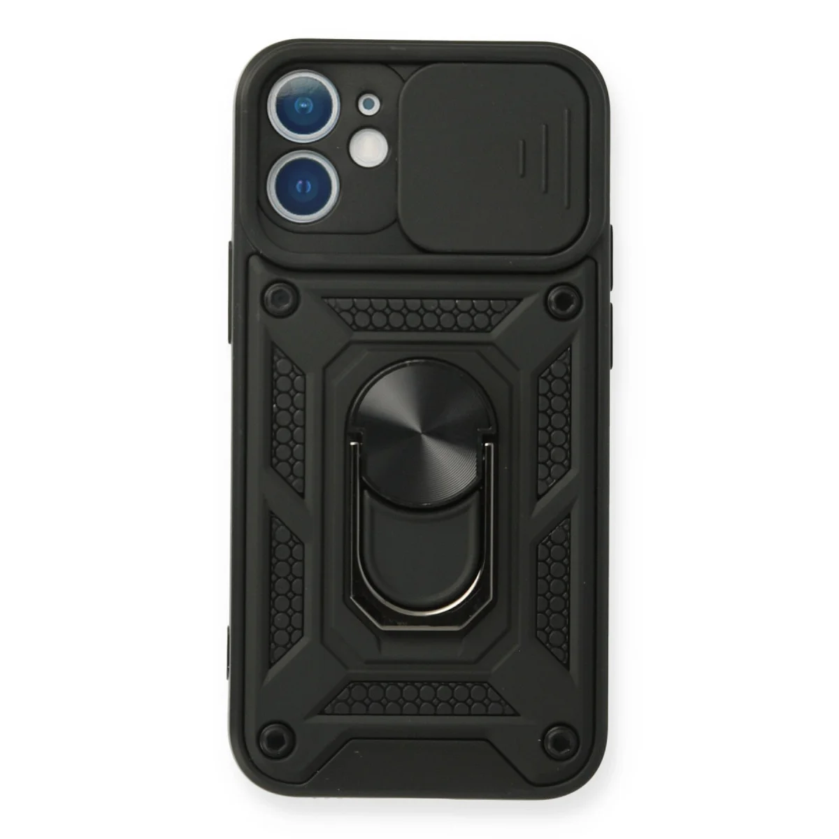 Northcity iPhone 11 Kılıf Pars Lens Yüzüklü Silikon - Siyah - Kamera Korumalı ve Standlı