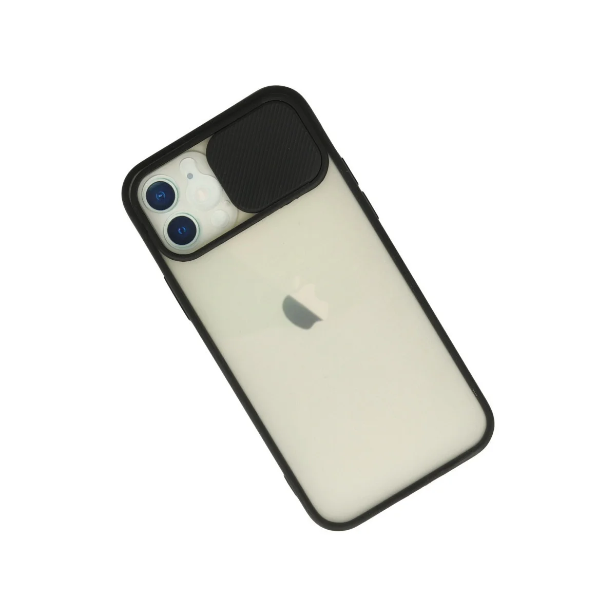 Northcity iPhone 12 Kamera Sürgülü Buzlu Silikon Kılıf - Siyah