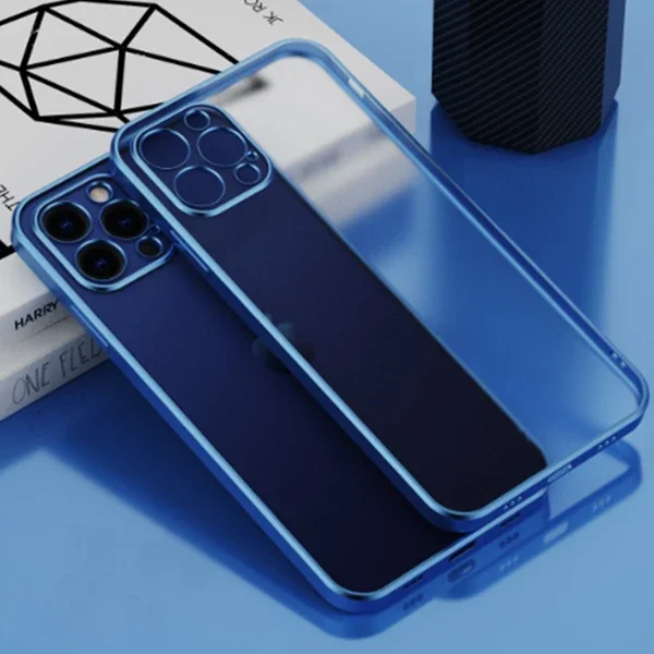 iPhone 12 Pro 6.1" Renkli Kenar Şeffaf Kılıf - Sararmaz Kamera Korumalı Silikon