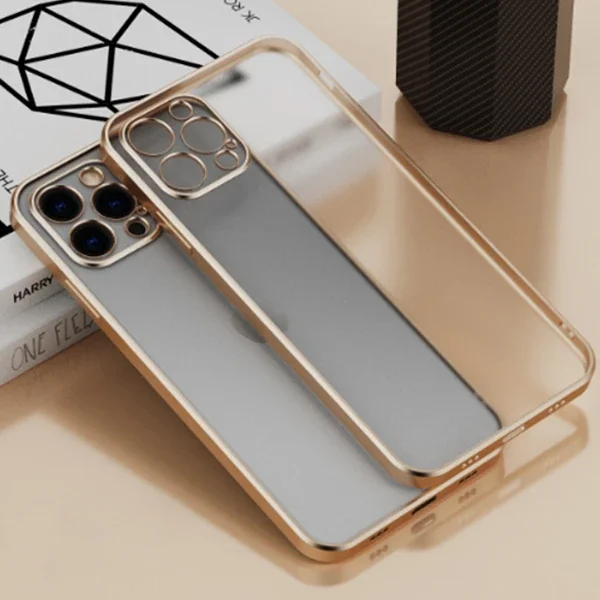 iPhone 12 Pro 6.1" Renkli Kenar Şeffaf Kılıf - Sararmaz Kamera Korumalı Silikon