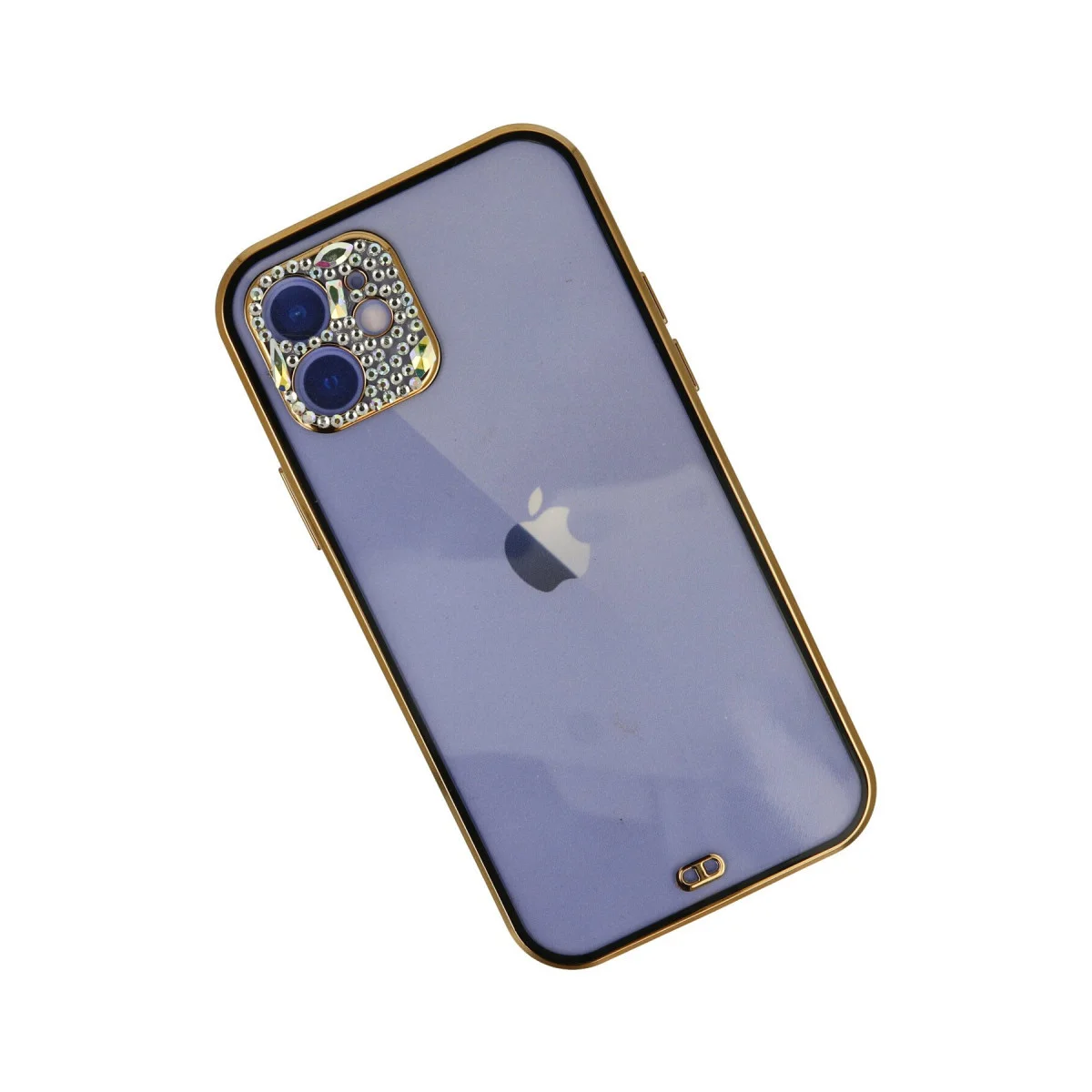 Northcity iPhone 12 Liva Taşlı Silikon Kılıf - Siyah ve Elden Kaymaz