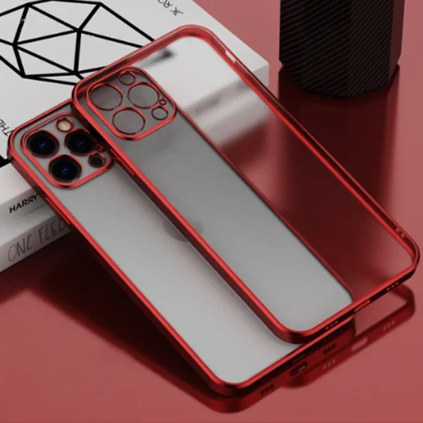 iPhone 12 Pro 6.1" Renkli Kenar Şeffaf Kılıf - Sararmaz Kamera Korumalı Silikon