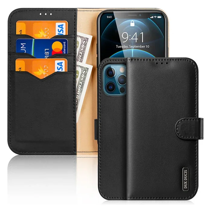 iPhone 12 Pro Max Deri Mıknatıslı Cüzdanlı Kılıf - Manyetik Kartlık Stand