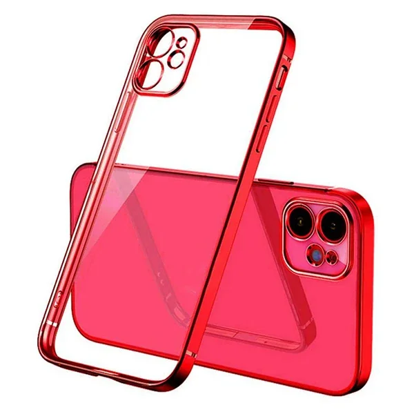 iPhone 12 6.1" Renkli Çerçeve Şeffaf Kılıf – Sararmaz Kamera Korumalı Silikon Case