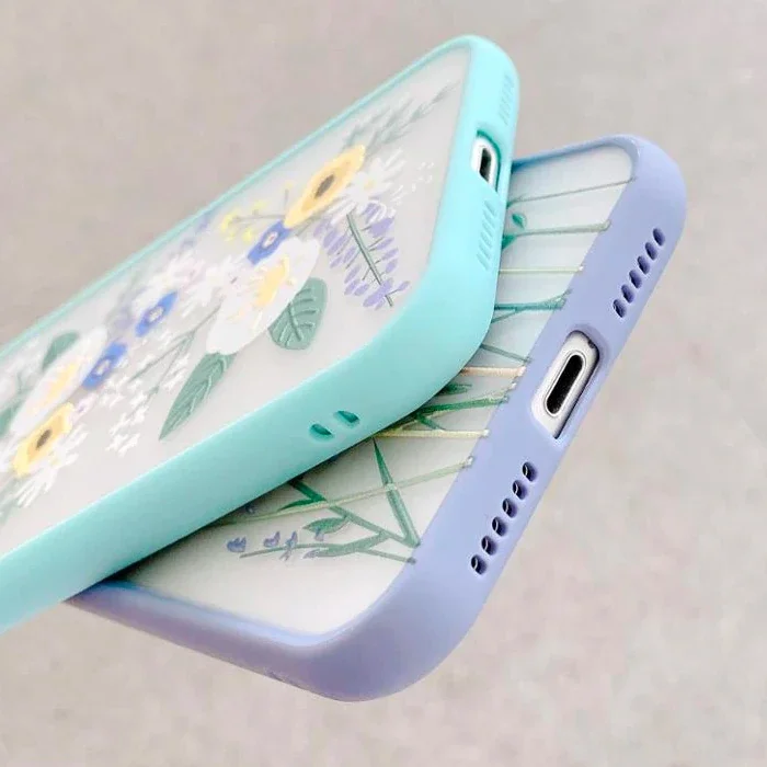 iPhone 12 Pro 6.1" Silikon Kılıf Çiçek Desenli - Sararma Yapmaz Kamera Koruyucu