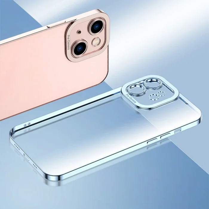 iPhone 12 Pro Kılıf Renkli Kenar Lazer Çerçeveli Silikon - Sararma Yapmaz Kamera Koruyucu