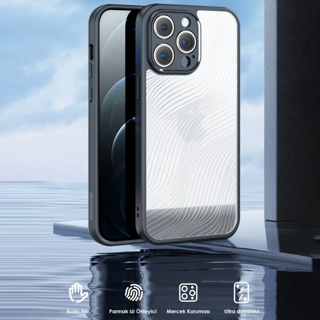iPhone 12er Dux Dyucis Aimo Series Premium Buzlu Sert Baskın Kasa–Darpe Önleyici Silikon TPU Kılıf
