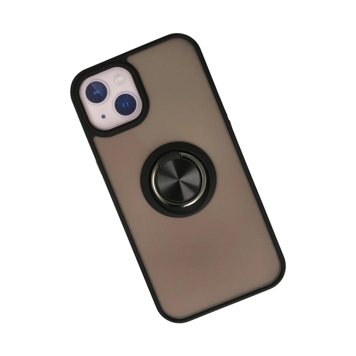 Northcity iPhone 13 Montreal Yüzüklü Silikon Kılıf - Siyah, Parmak İzi Bırakmayan & Metal Standlı